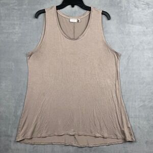 LOGO Layers Taupe Knit Tank Top Women's XL V-Neck Sleeveless Casual